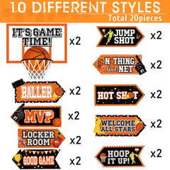 Outus basketball signs on doors or walls for easy decorating.