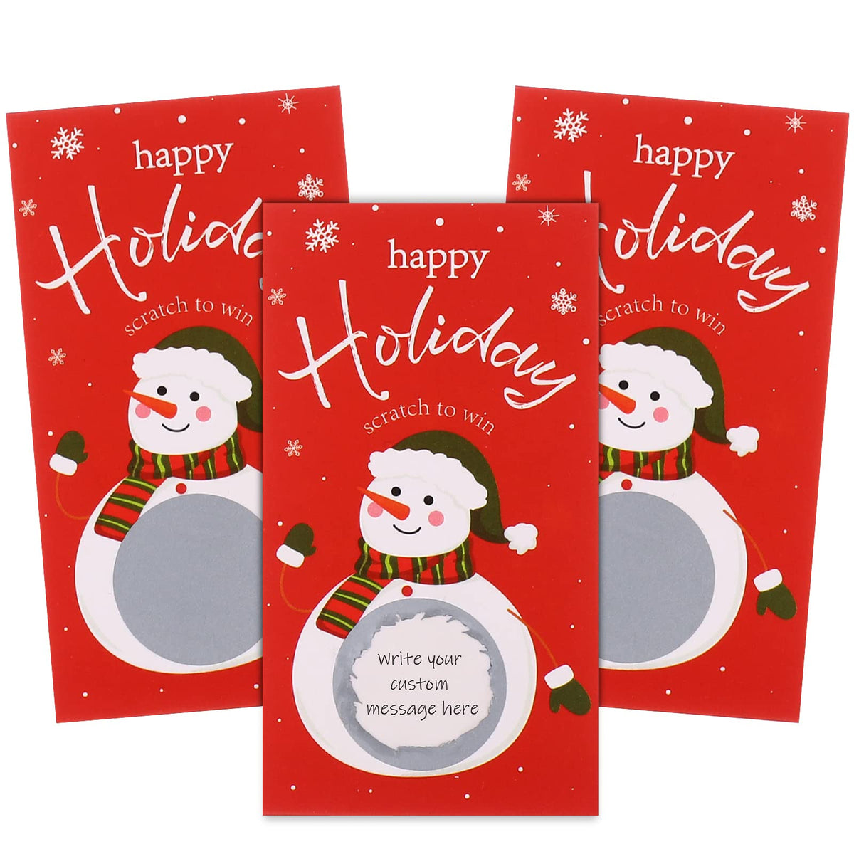 Outus Christmas scratch-off card featuring a snowman design for festive party games