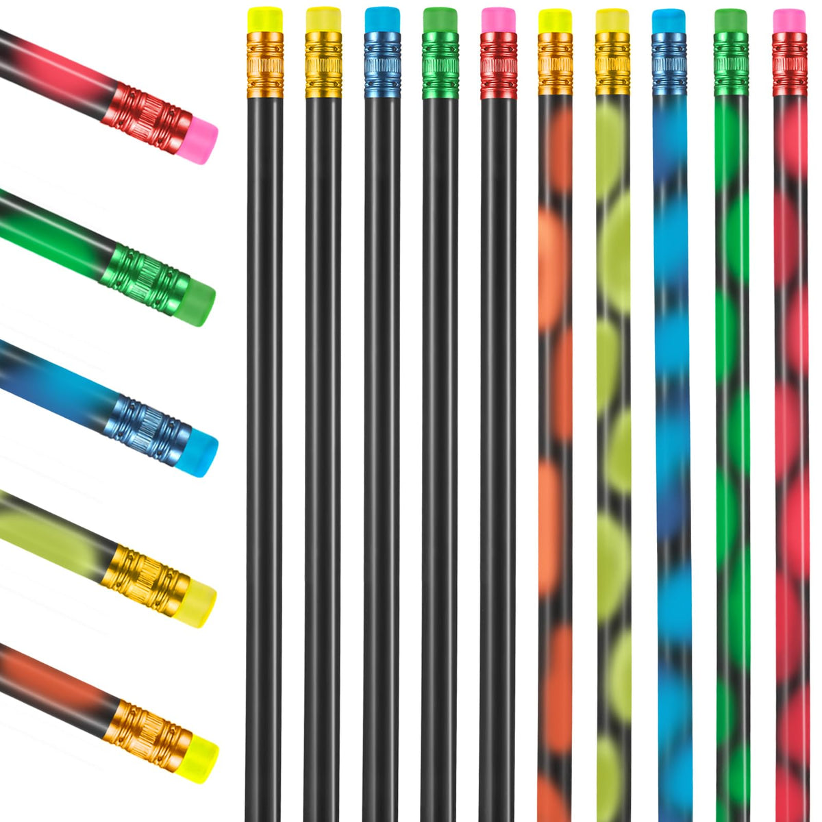 Outus color-changing mood pencil with black base, reveals bright colors as you touch