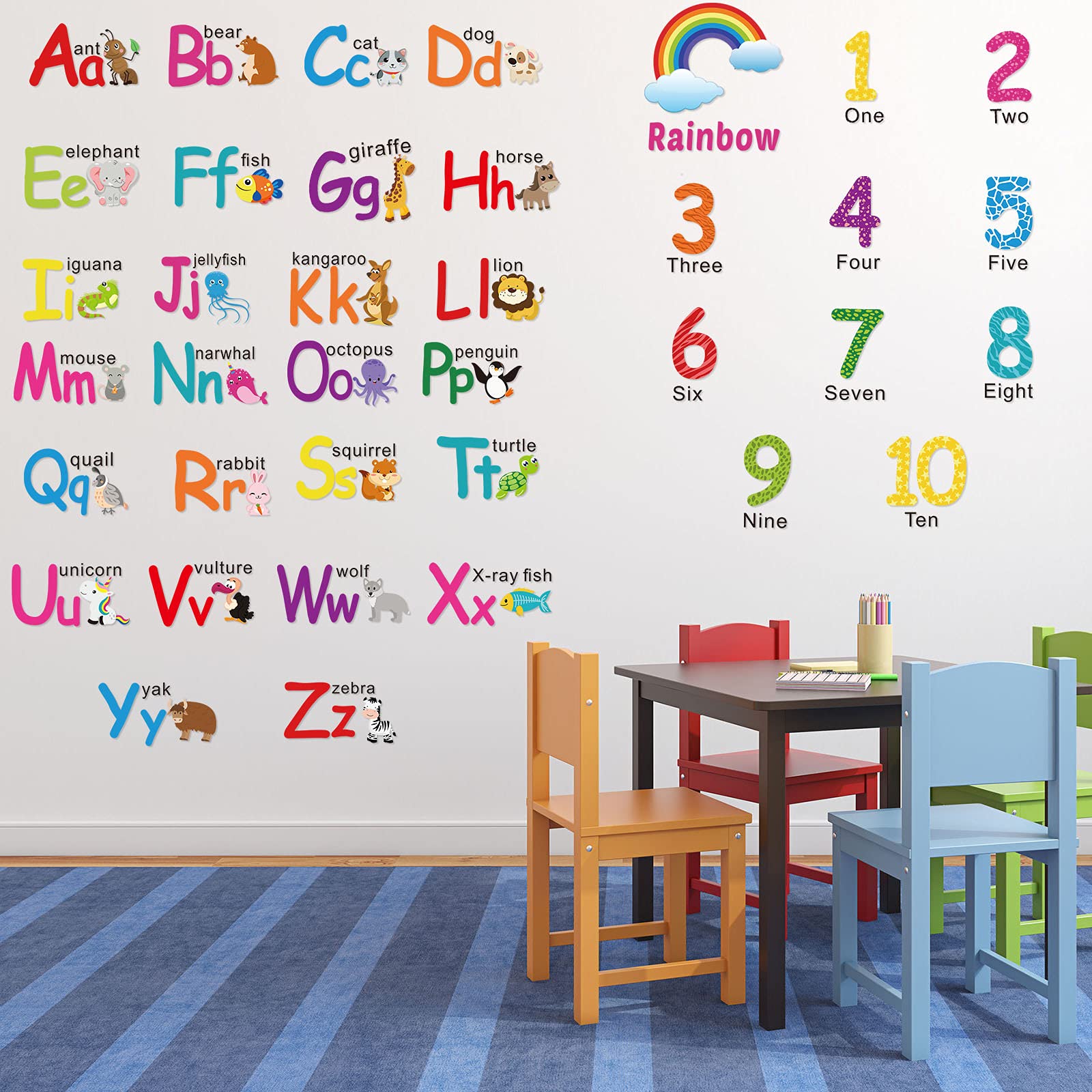 Outus colors and words stickers to aid color naming and vocabulary.
