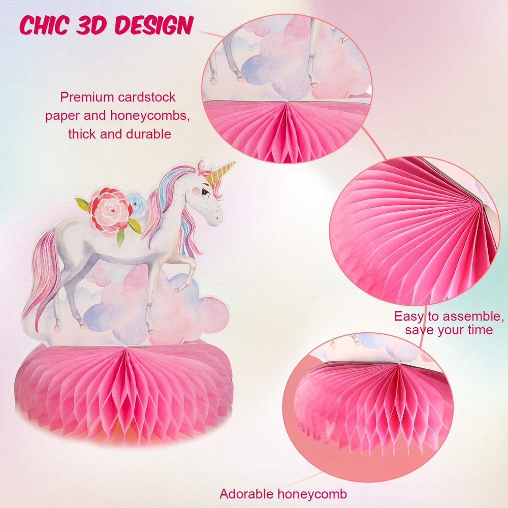 Outus double-sided rainbow unicorn honeycomb centerpiece bright from any angle