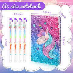 Four multi-color gel ink pens offer vibrant writing options.