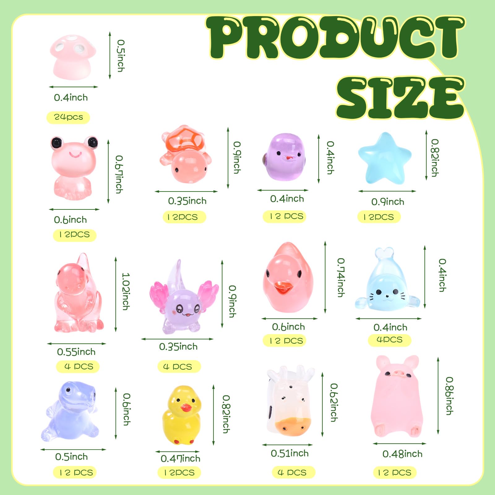Outus glow-in-the-dark resin animals close-up shows bright details for crafts.