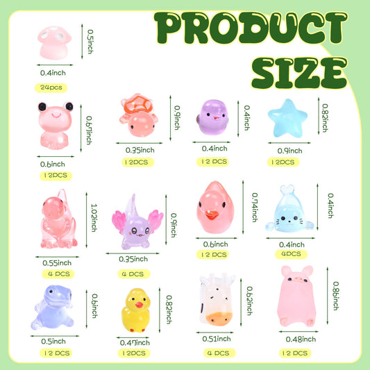 Outus glow-in-the-dark resin animals close-up shows bright details for crafts.