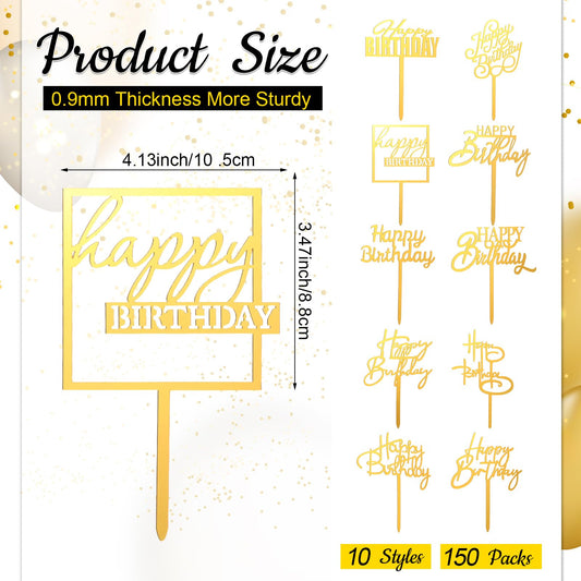 Outus gold glitter-design toppers for elegant cake decor