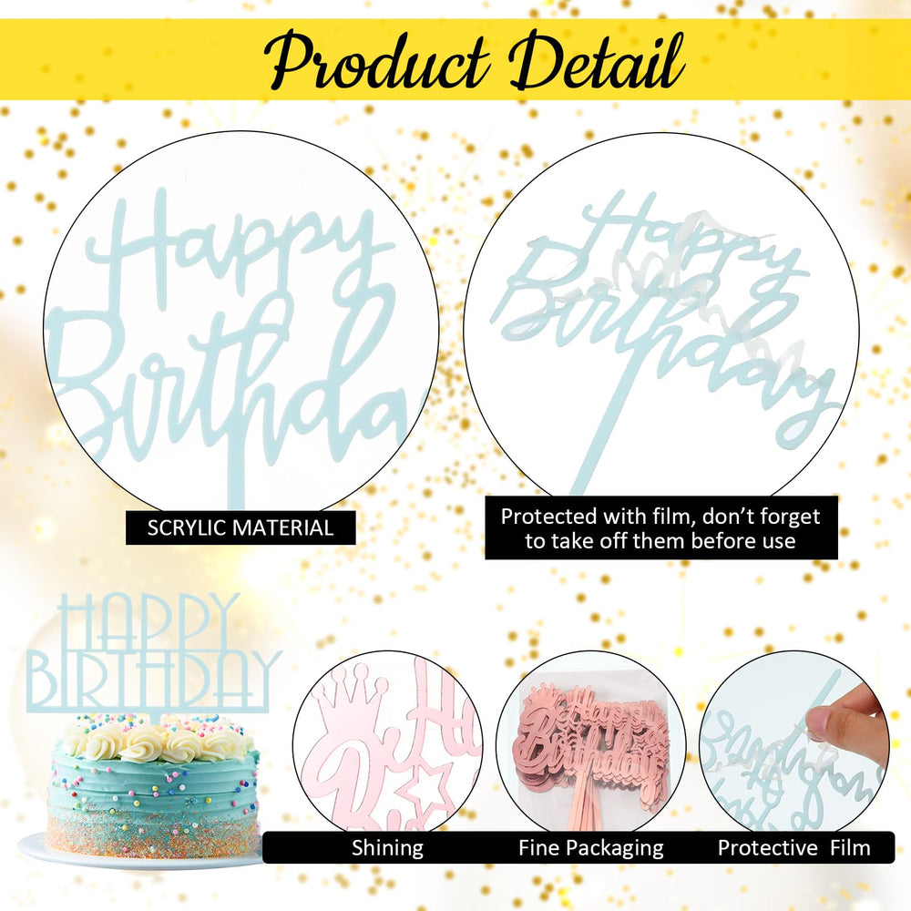 Outus Happy Birthday topper heart design adds cute, elegant dessert detail.