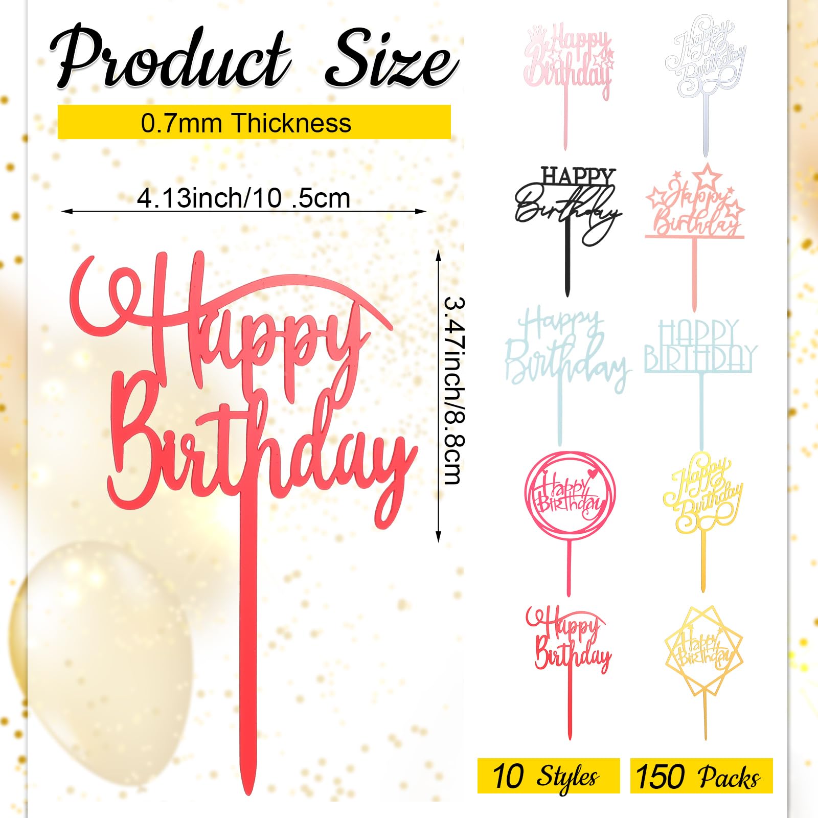 Outus Happy Birthday topper unicorn design adds playful whimsy to celebrations.