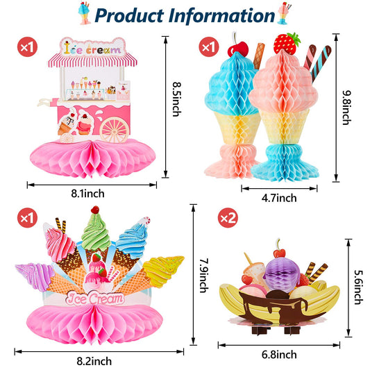 Outus ice cream honeycomb centerpiece collection for party themes
