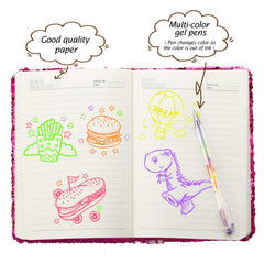Outus sequin notebook closeup highlights sparkling sequins for note taking