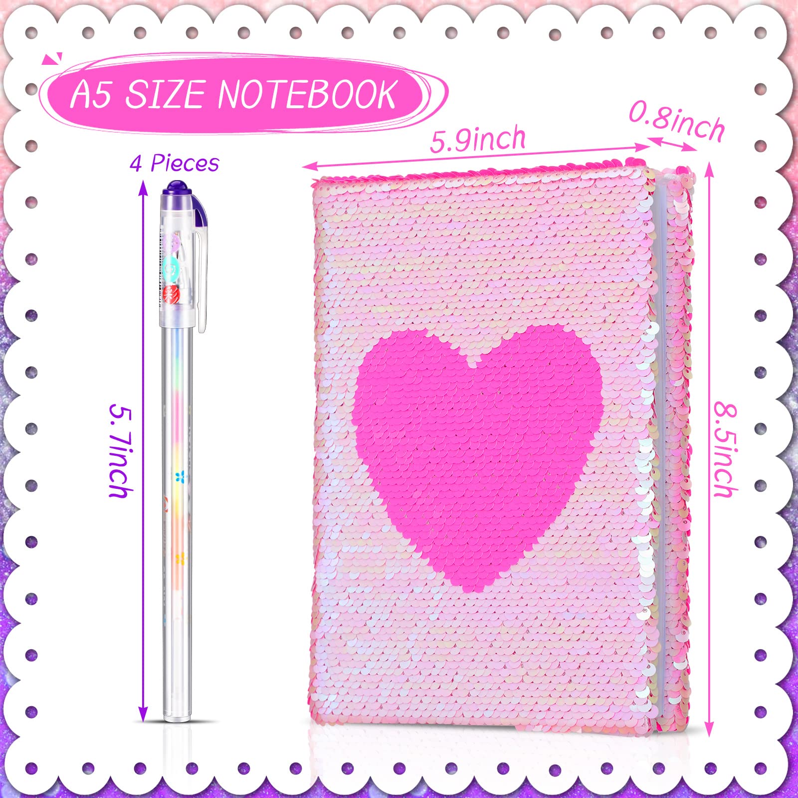 Outus sequin notebook flip cover changes color with touch for interactive writing.