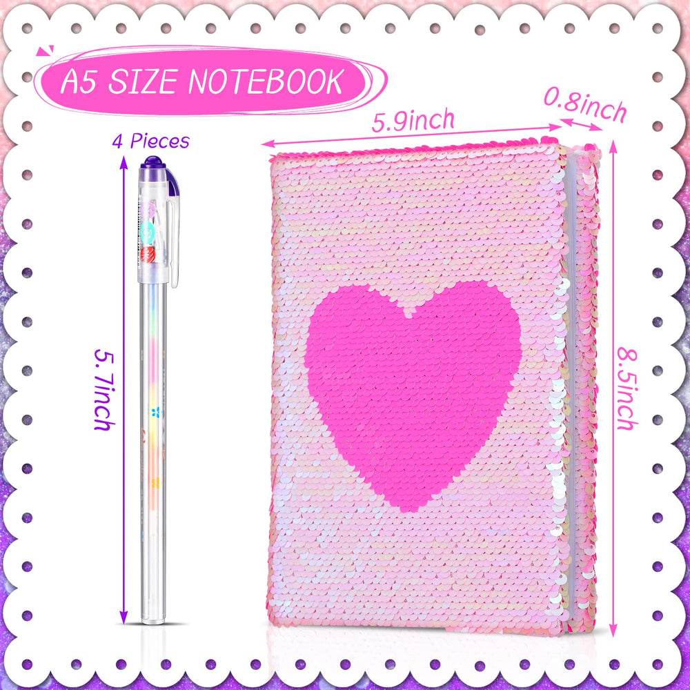 Outus sequin notebook flip cover changes color with touch for interactive writing.