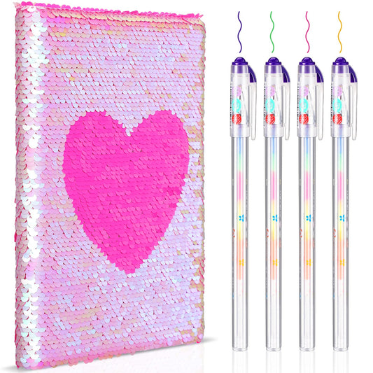 Outus sequin notebook football front cover showcases shimmering colors for playful journaling.