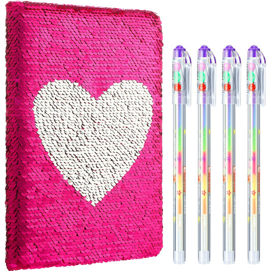 Outus sequin notebook front cover flip showing color changing sequins for playful journaling