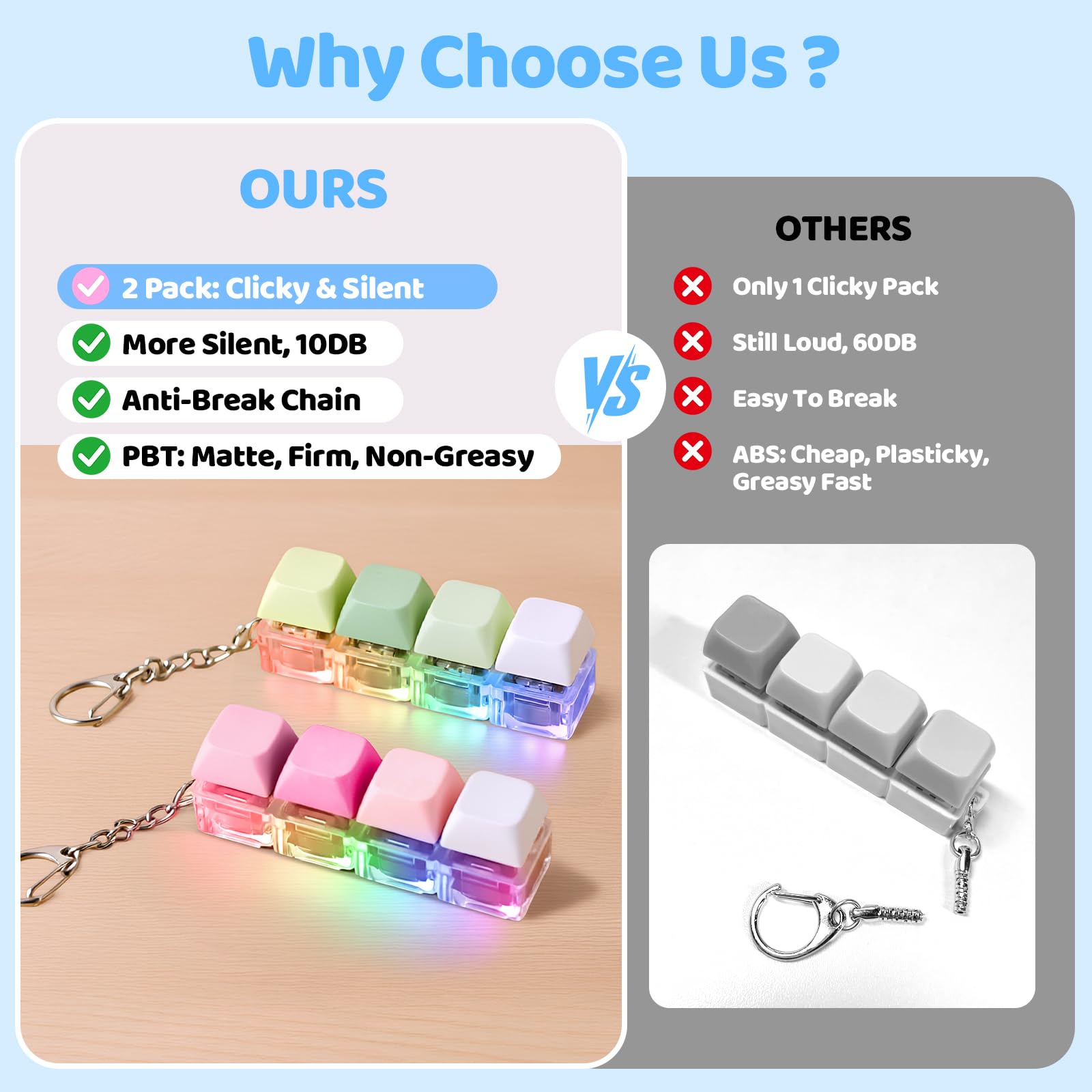 OUTXE detachable keycaps and switches for customizable fidget fun.