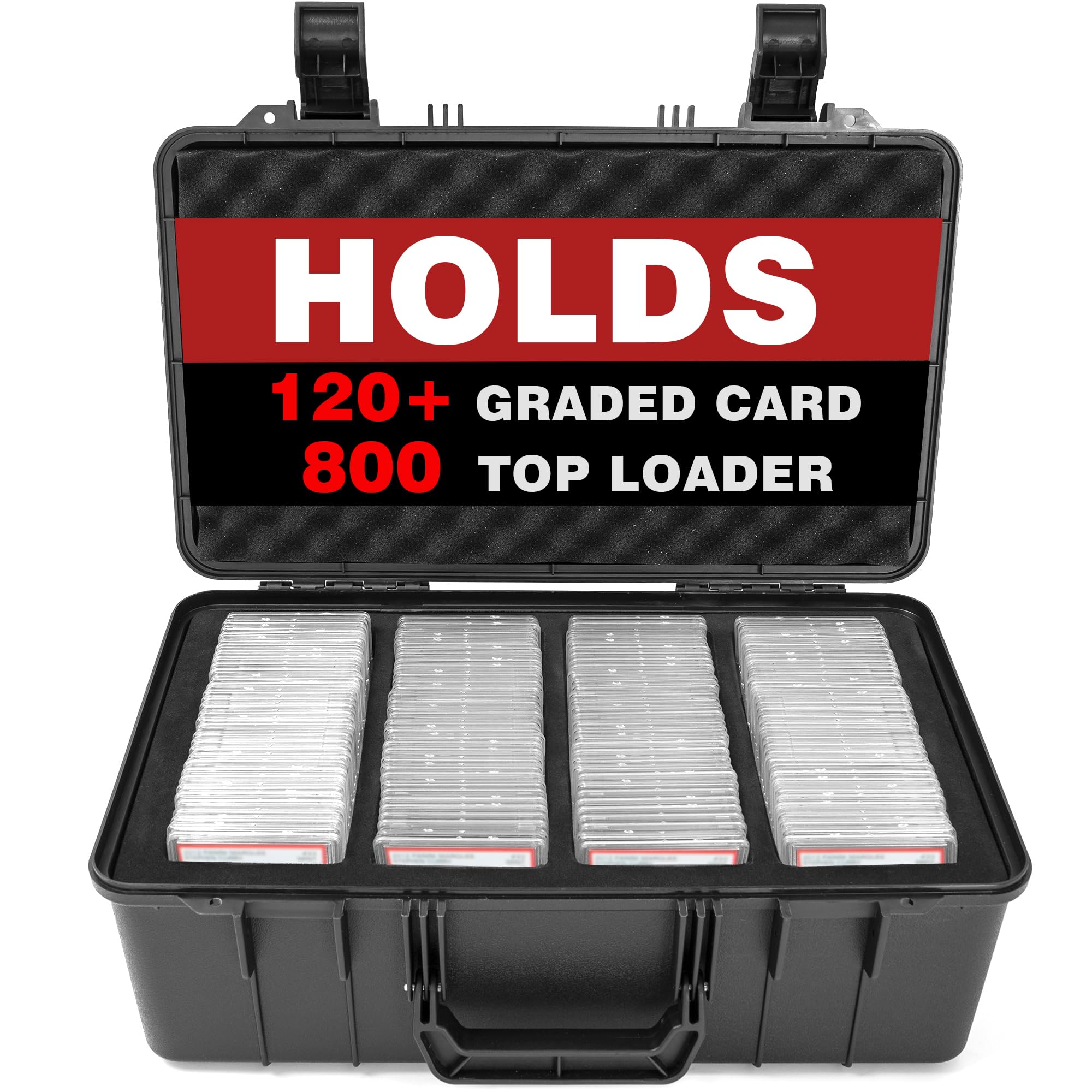 OUUTMEE graded card box front view showing secure shell for long-term storage.