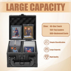 OUUTMEE Toploader storage box demonstrating three partitions for organized storage.