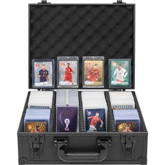 OUUTMEE toploader storage box with seven partitions for organized card storage