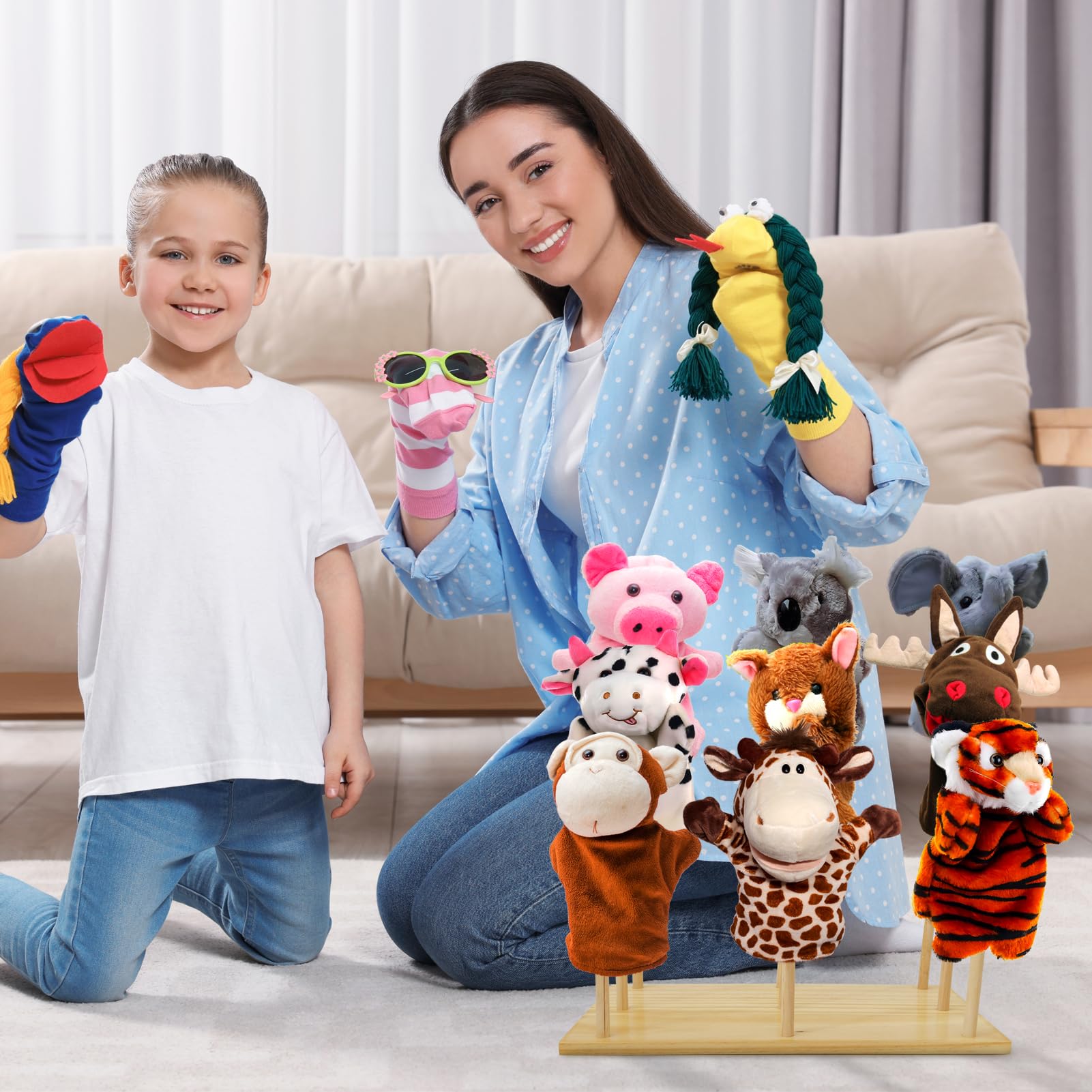Ouvibor wooden puppet stand durable construction supports years of imaginative use.