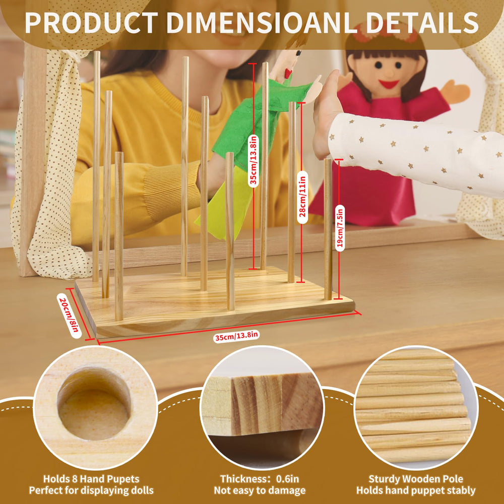 Ouvibor wooden puppet stand top view demonstrates accessible mounting and quick setup.