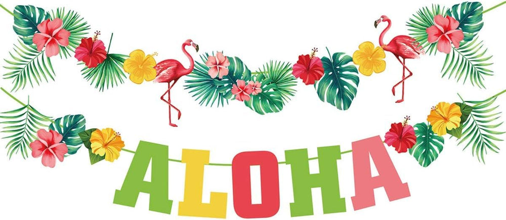 OUYANS Hawaiian Aloha banner decor for beach parties, adds colorful tropical flair.