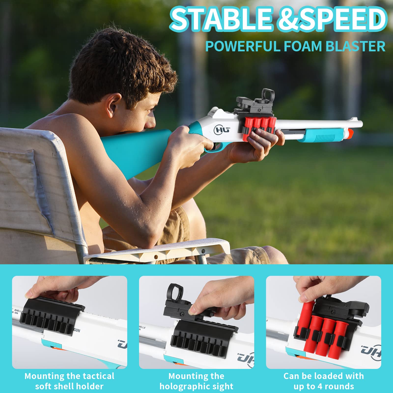 Kids playing outdoors with the Ouzhimanxing foam blaster.