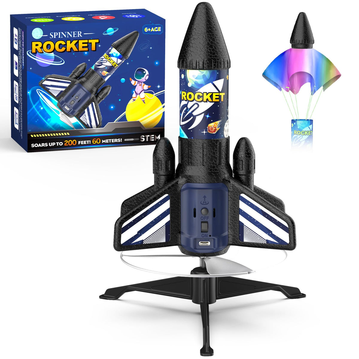Ovaasy Rocket Launcher blue front view ready for outdoor play