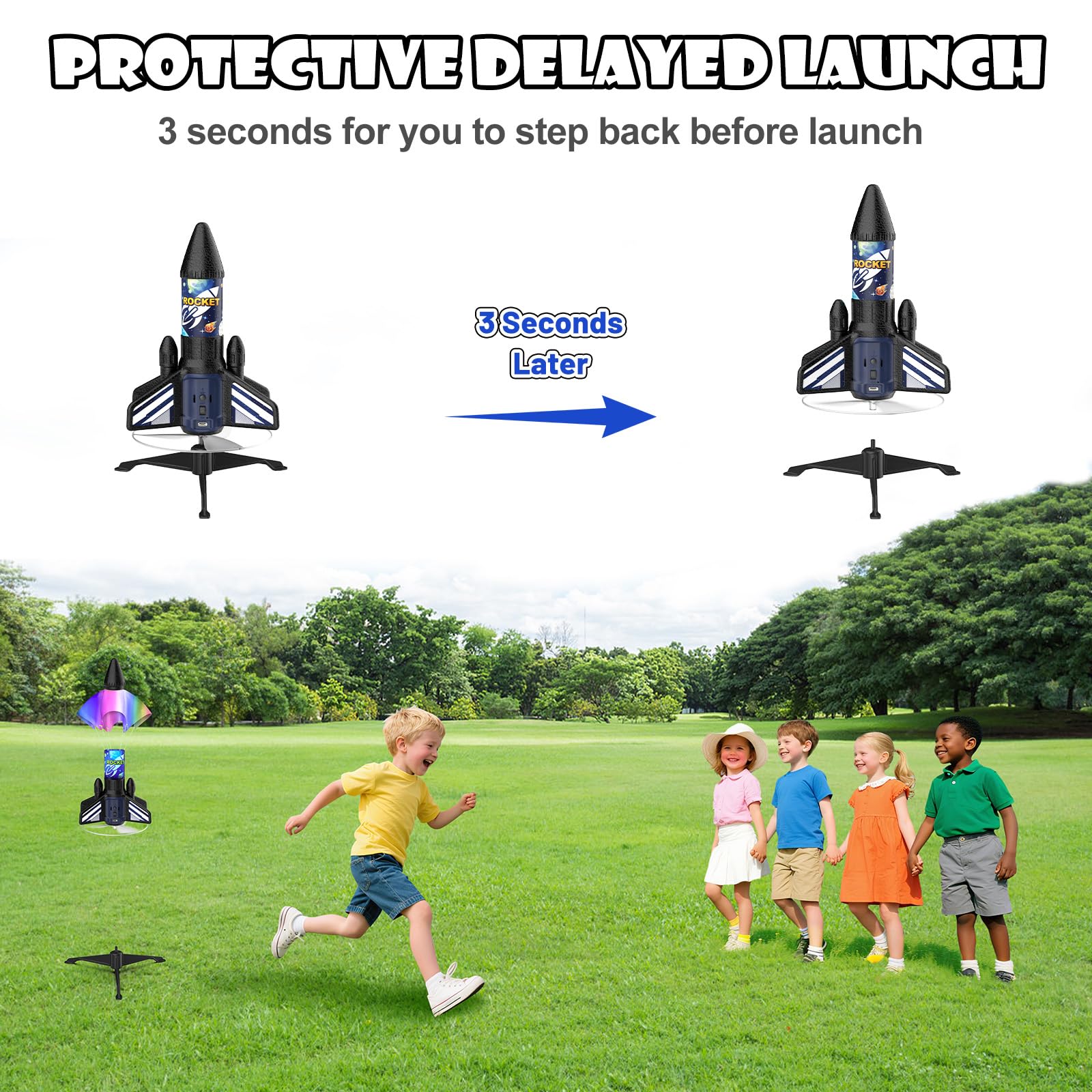 Ovaasy Rocket Launcher blue during launch scene with flight action