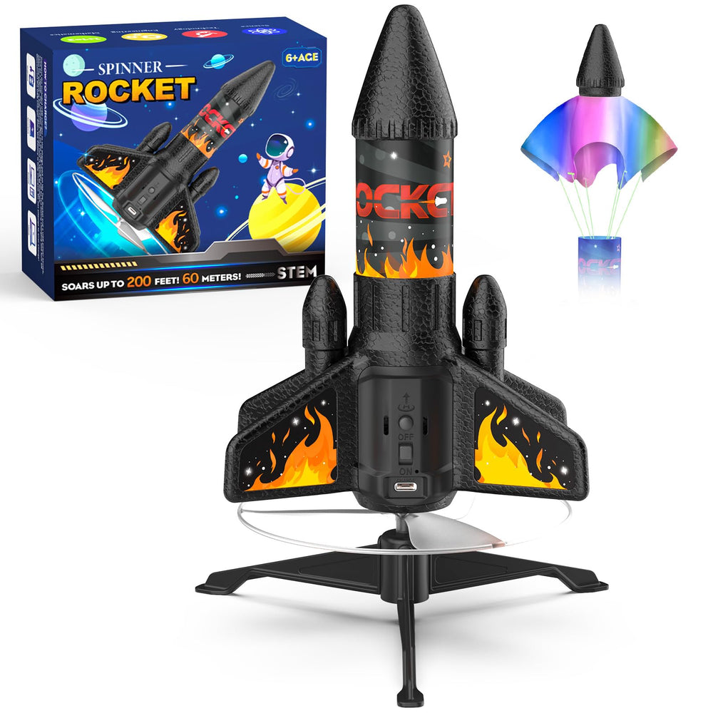 Ovaasy Rocket Launcher with two launch heights for kid-friendly outdoor play.