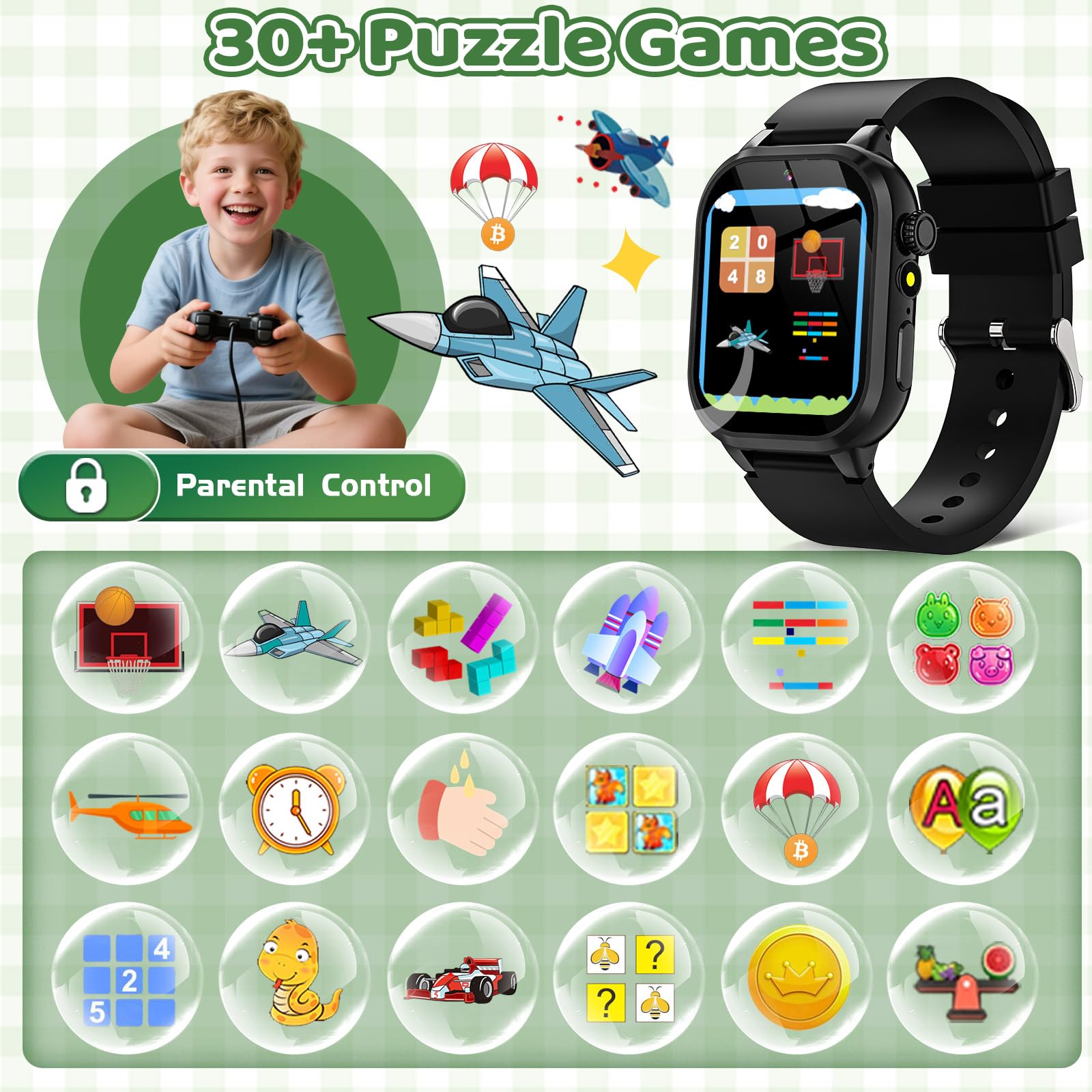 OVV Kids Game Smart Watch camera action captures kid moments with easy one-touch access.