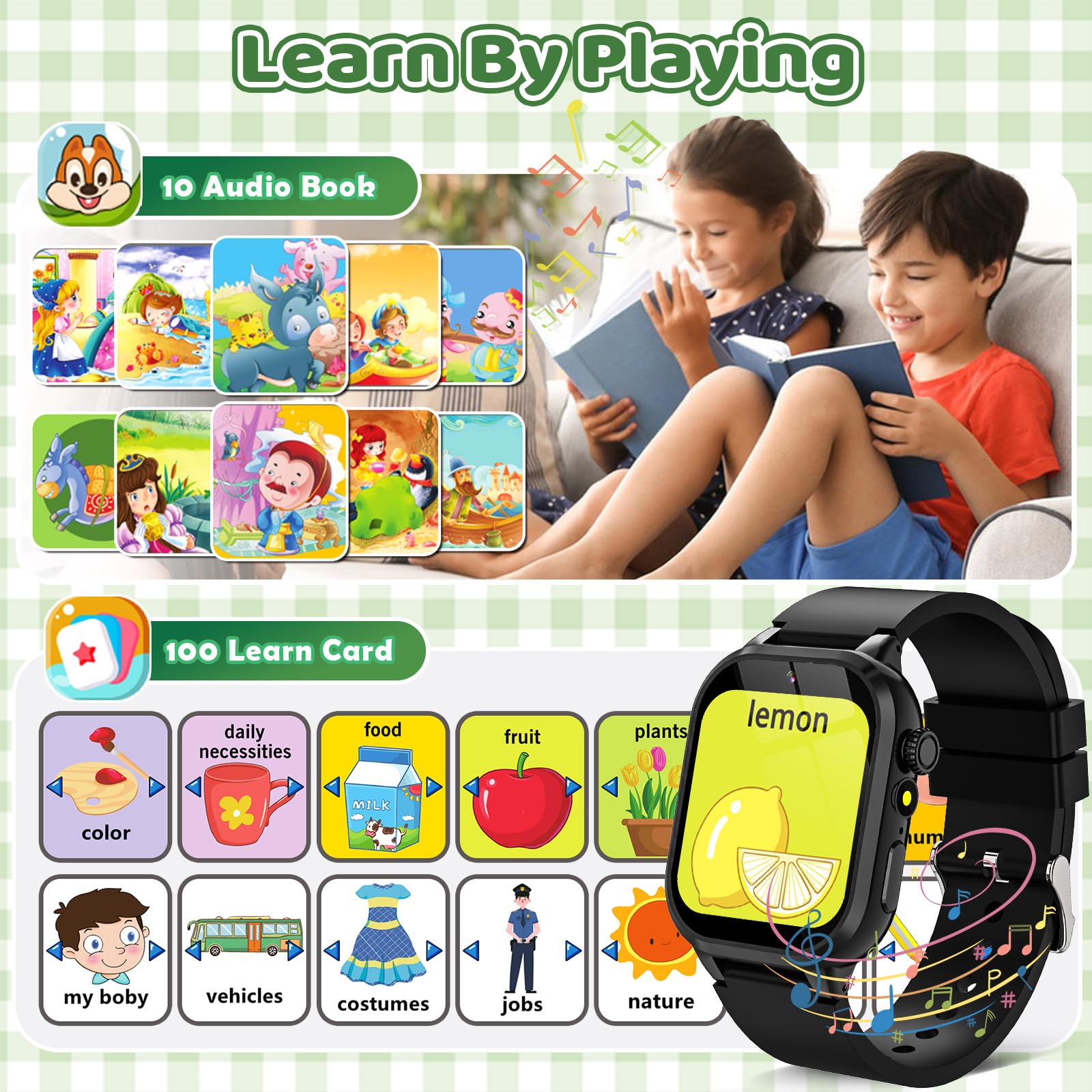 OVV Kids Game Smart Watch MP3 and audiobook features for calm or energizing audio moments.