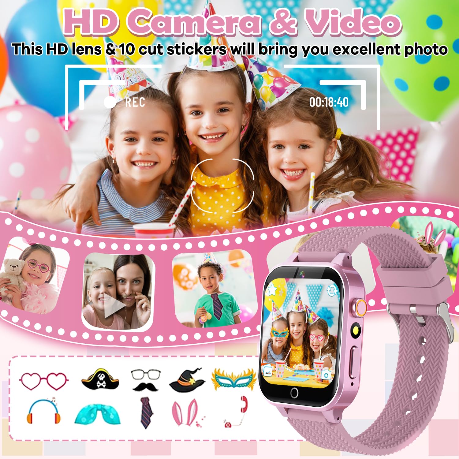 OVV Kids Smart Watch camera mode capturing playful moments