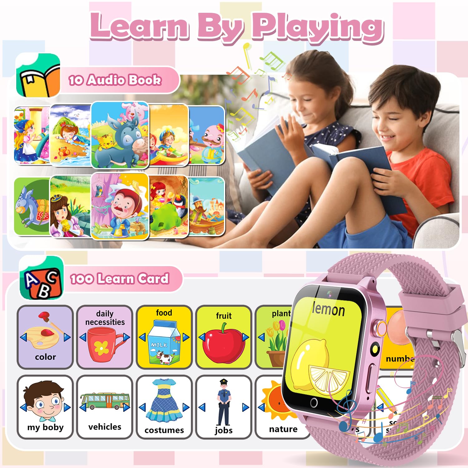 OVV Kids Smart Watch games menu with 26 activities