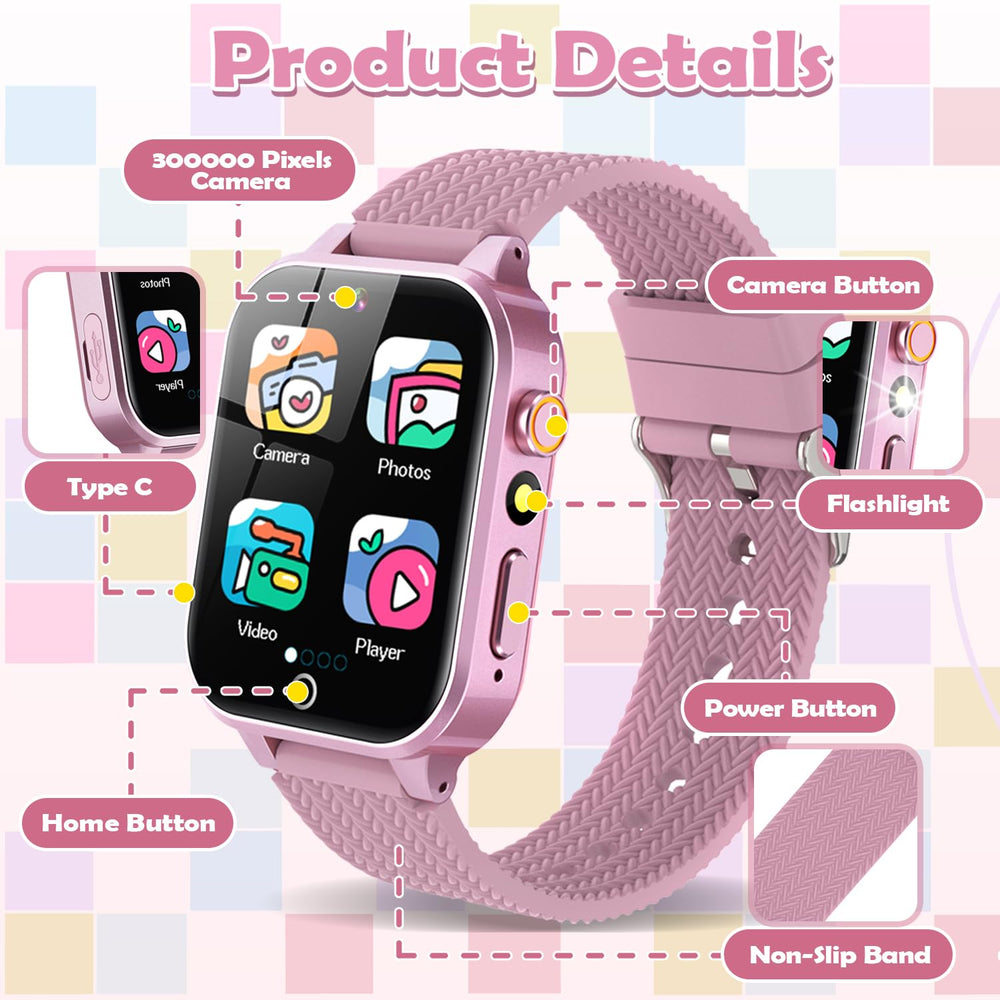 OVV Kids Smart Watch tempered glass protection close-up showing durability