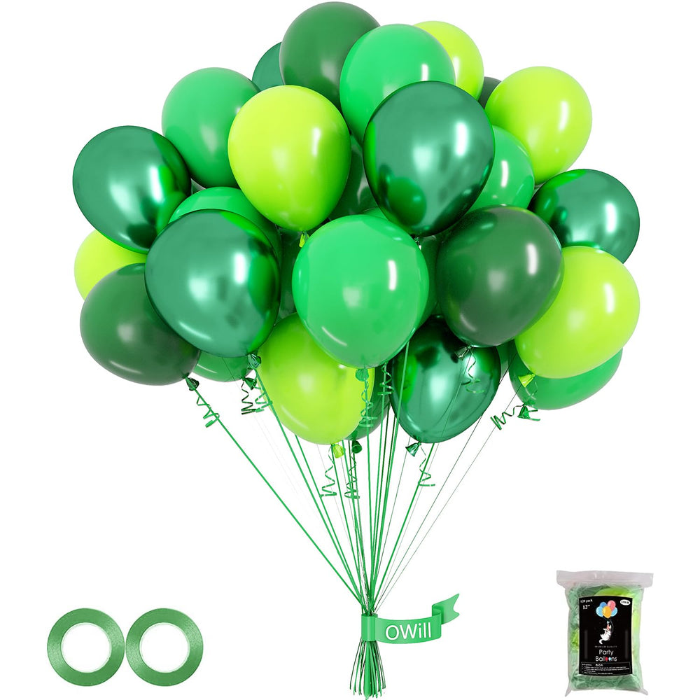 OWill dark green 12-inch balloons for arches and celebrations.
