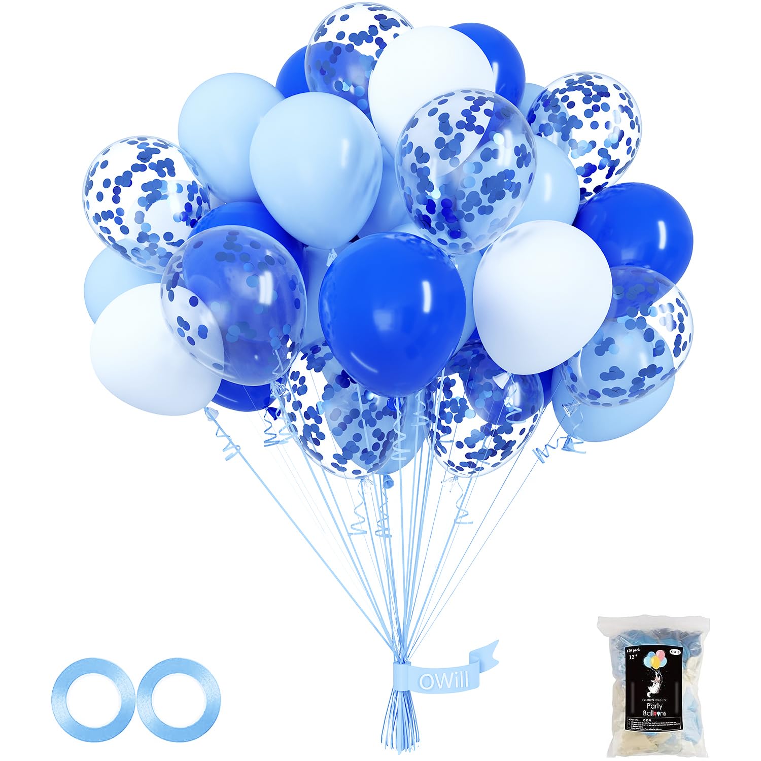 OWill royal blue confetti balloons for vibrant party backdrops.