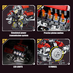 OWNONE 1 V8 kit LED lights illuminate engine for realistic demonstrations