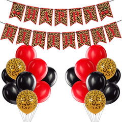 OWWOPATS cheetah banner with cherry print creates a bold birthday backdrop.