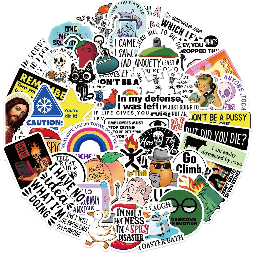 OYALAE funny adults stickers 50pcs 2-3in for laptops and bottles; vibrant, durable designs.