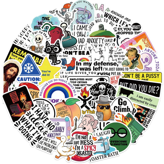 OYALAE funny adults stickers 50pcs 2-3in for laptops and bottles; vibrant, durable designs.