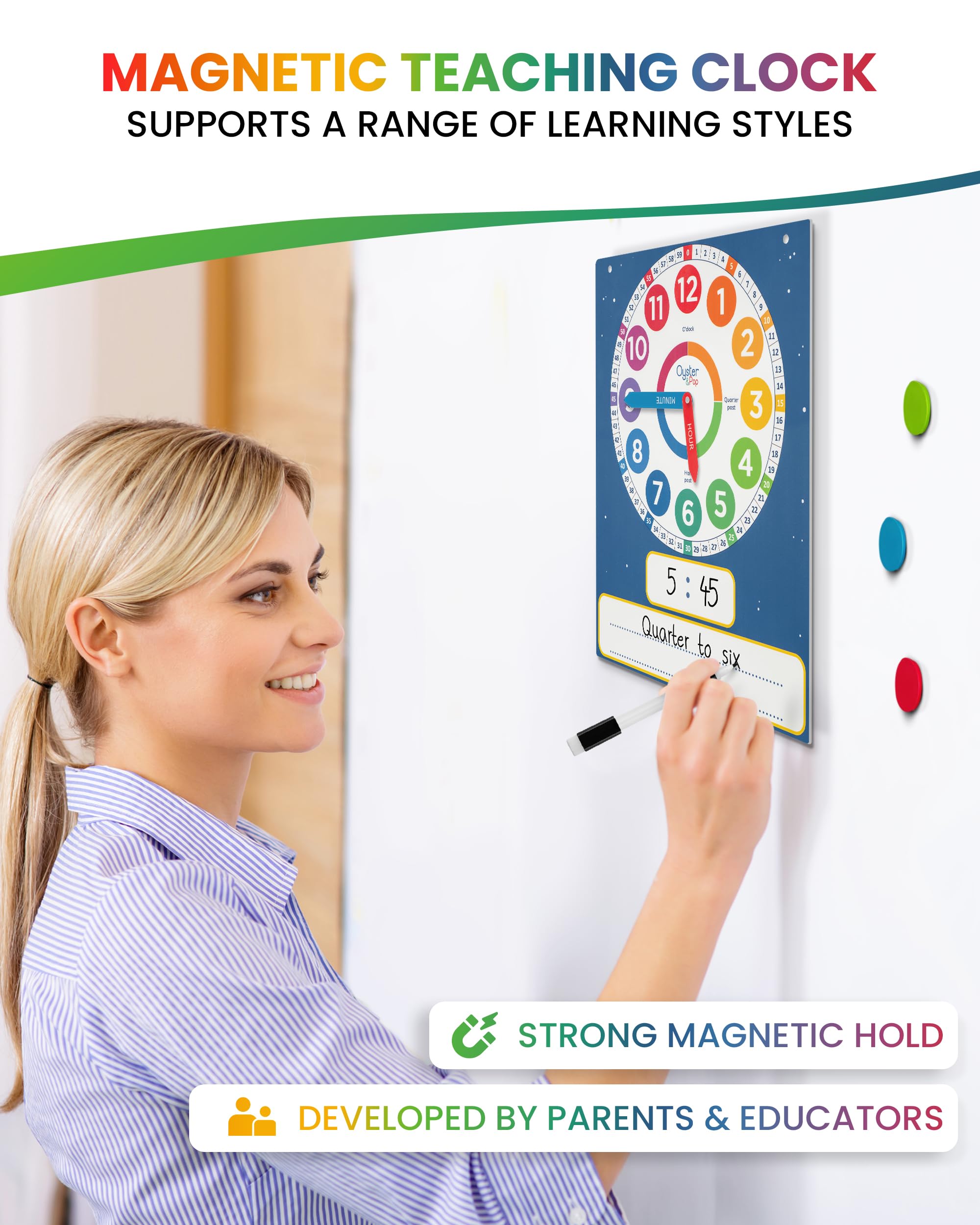 Oyster&Pop magnetic marker pen for quick, mess-free erase-and-write sessions.