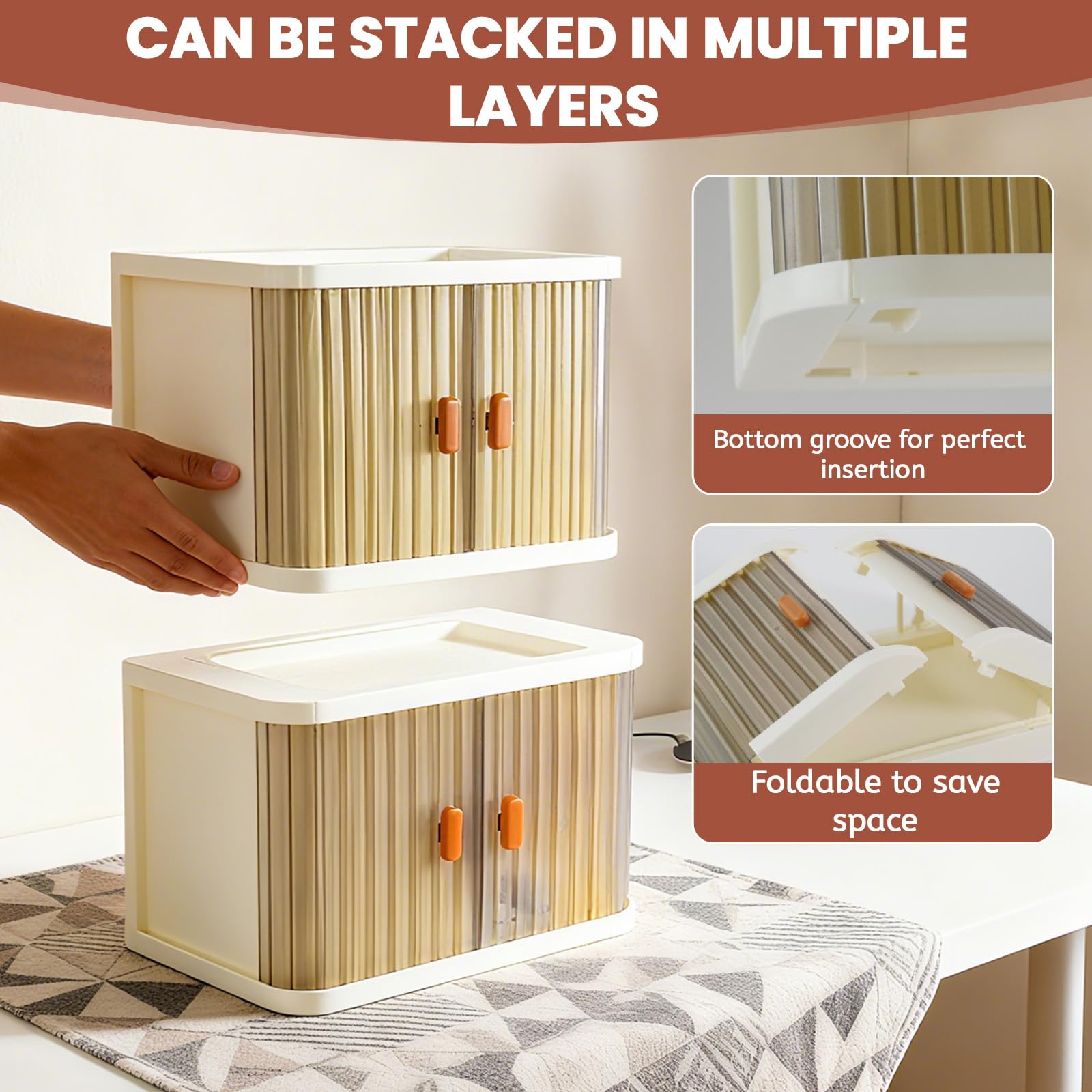 Oythyg interlocking base enables vertical stacking for space efficiency.