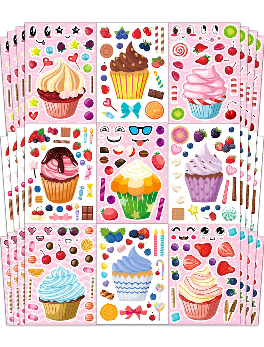 Ozepao Cupcake sticker pack with vibrant designs for gift bags and party favors.