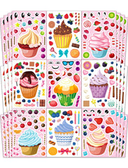 Ozepao Cupcake sticker pack with vibrant designs for gift bags and party favors.
