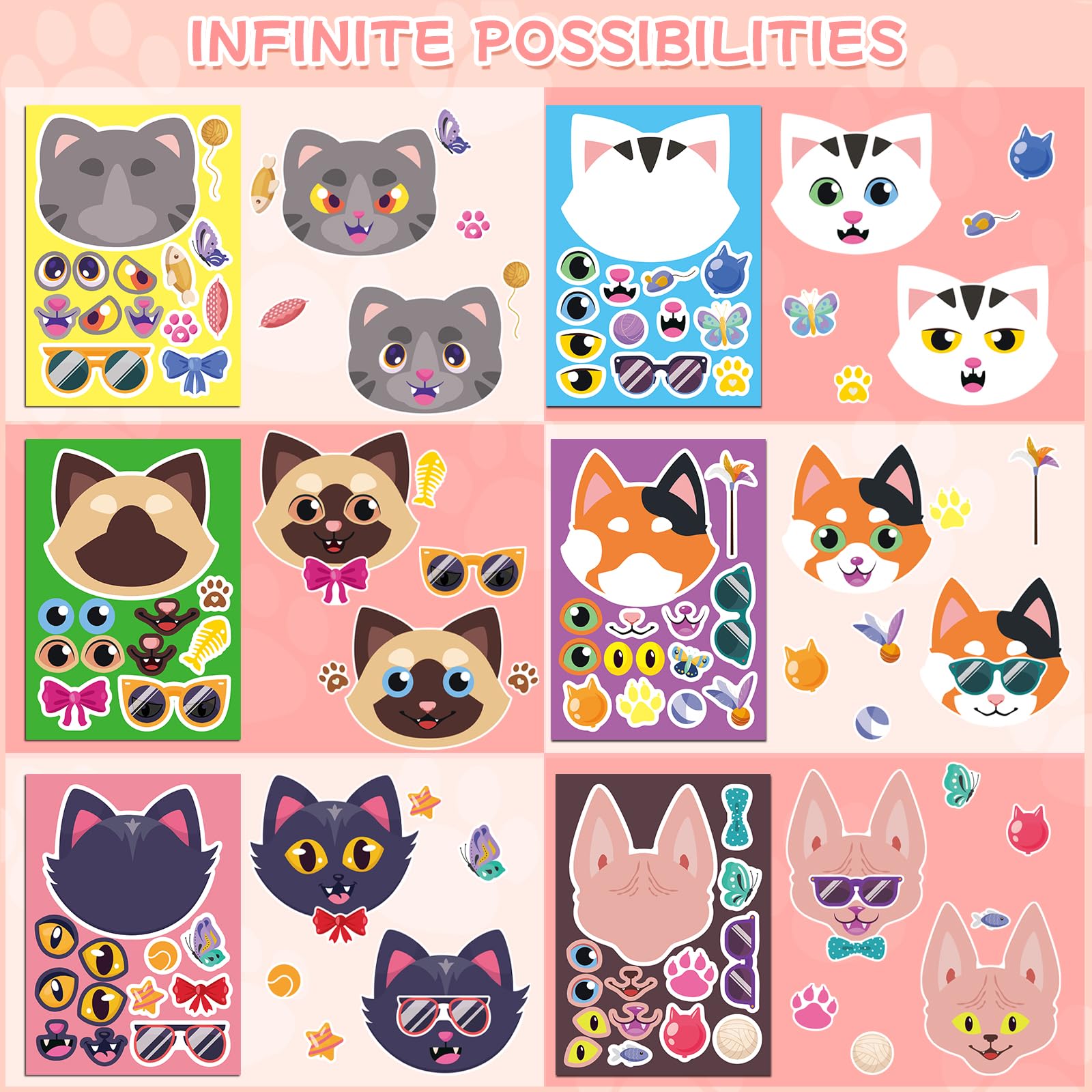 Ozepao cat stickers with butterflies for bright decorations