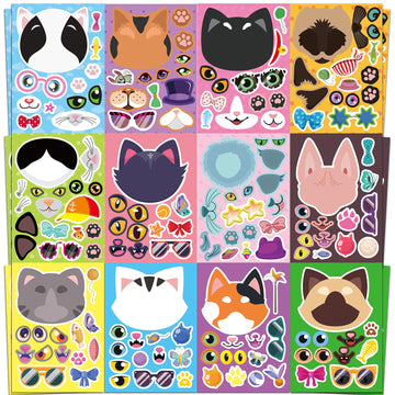 Ozepao cat stickers with eye designs and sunglasses for playful face creation