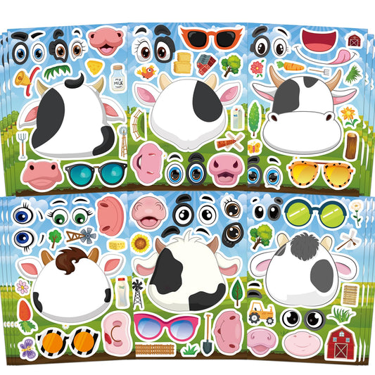 Ozepao cow stickers 24-pcs pack with vibrant designs for creative crafts