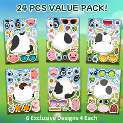 Ozepao cow stickers mix-and-match faces help kids explore expressions during playtime