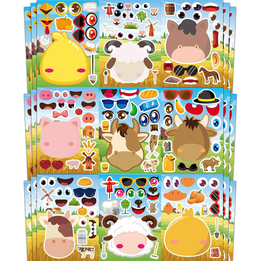 Ozepao Make-A-Face farm sticker sheet for creative play and party crafts.