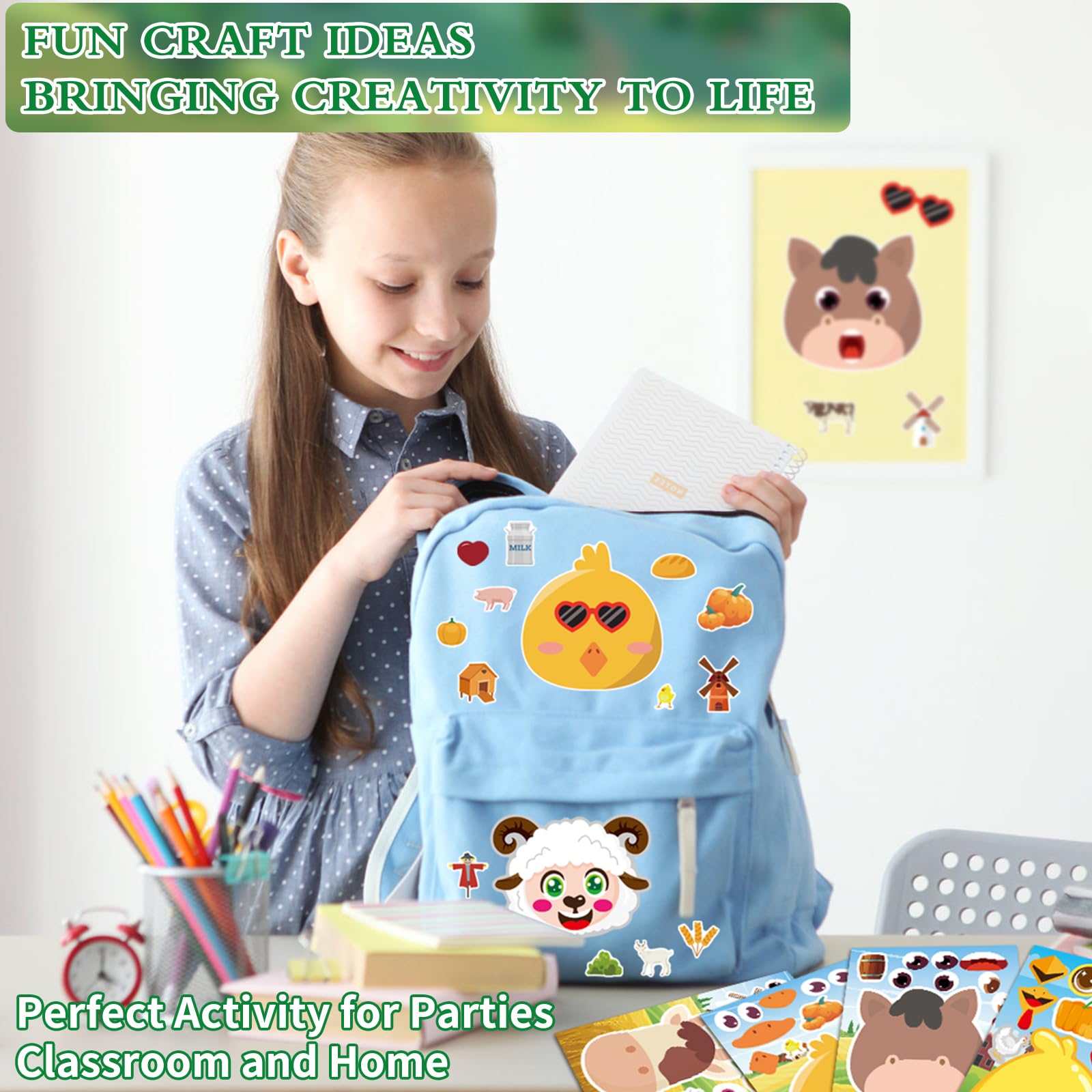 Ozepao farm-theme party decorations and classroom craft stickers.