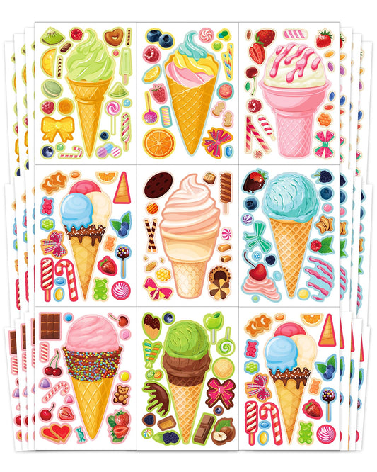 Ozepao ice cream stickers 32-sheet collection for kids' crafts